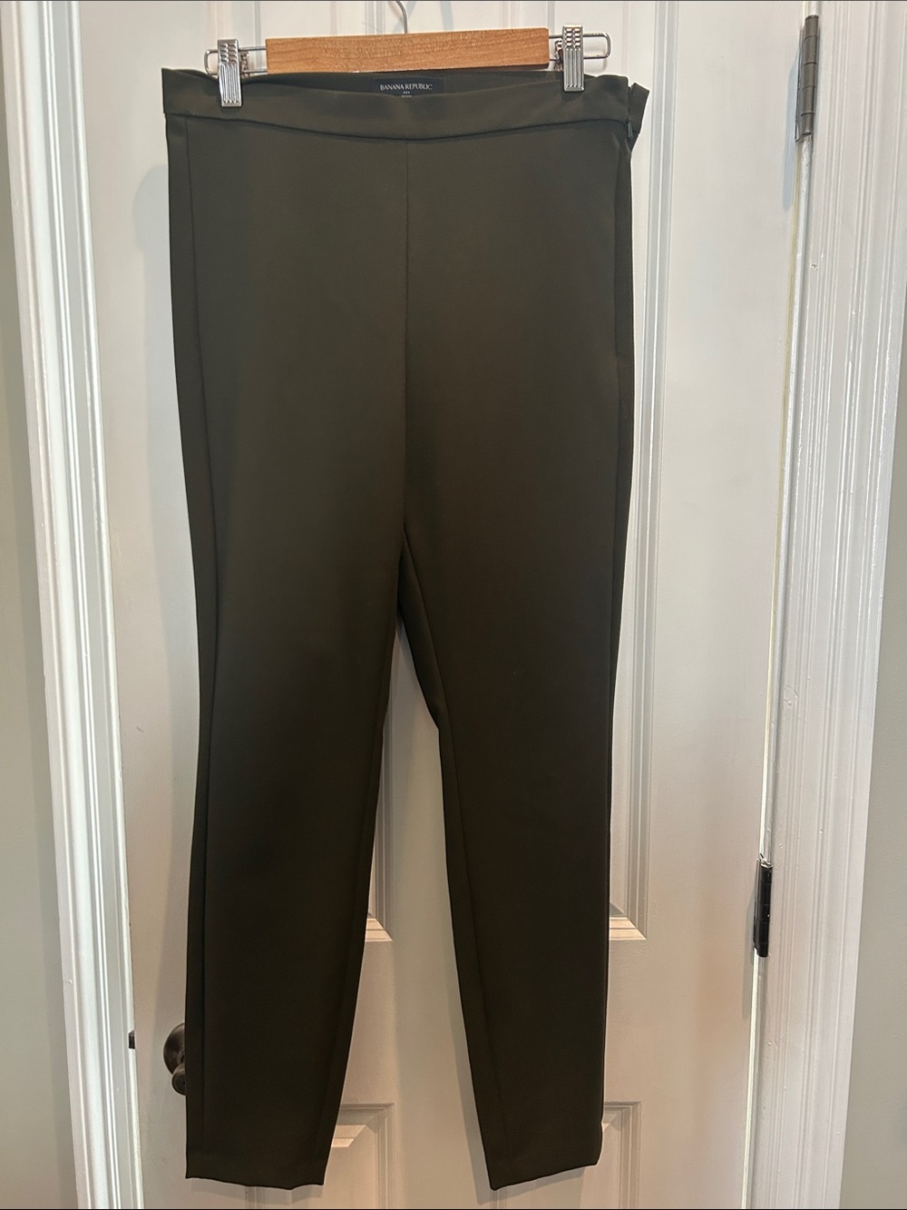 Banana Republic Devon Dark Olive Straight-Leg Ponte Pants